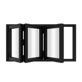 KaMic Versa-Fold 96" x 42" 3 Panels Aluminum Folding Window in Black, Folded Out from Right to Left Model #: FW3PBK9642-RL