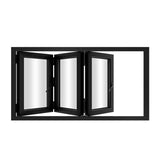 KaMic Versa-Fold 96" x 48" 3 Panels Aluminum Folding Window in Black, Folded Out from Left to Right Model #: FW3PBK9648-LR