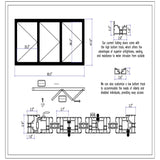 KaMic Versa-Fold 96" x 48" 3 Panels Aluminum Folding Window in Black, Folded Out from Left to Right Model #: FW3PBK9648-LR