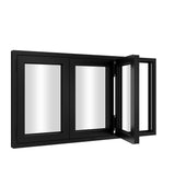 KaMic Versa-Fold 96" x 48" 3 Panels Aluminum Folding Window in Black, Folded Out from Right to Left Model #: FW3PBK9648-RL