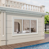 KaMic Versa-Fold 72" x 48" 3 Panels Aluminum Folding Window in White, Folded Out from Left to Right Model #: FW3PWH7248-LR