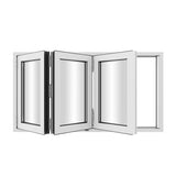 KaMic Versa-Fold 72" x 48" 3 Panels Aluminum Folding Window in White, Folded Out from Right to Left Model #: FW3PWH7248-RL