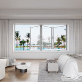 KaMic Versa-Fold 72" x 48" 3 Panels Aluminum Folding Window in White, Folded Out from Right to Left Model #: FW3PWH7248-RL