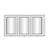 KaMic Versa-Fold 72" x 48" 3 Panels Aluminum Folding Window in White, Folded Out from Right to Left Model #: FW3PWH7248-RL