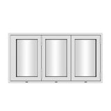 KaMic Versa-Fold 96" x 36" 3 Panels Aluminum Folding Window in White, Folded Out from Left to Right Model #: FW3PWH9636-LR