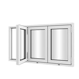 KaMic Versa-Fold 96" x 36" 3 Panels Aluminum Folding Window in White, Folded Out from Left to Right Model #: FW3PWH9636-LR