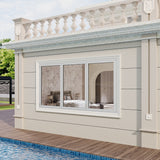 KaMic Versa-Fold 96" x 36" 3 Panels Aluminum Folding Window in White, Folded Out from Right to Left Model #: FW3PWH9636-RL