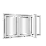 KaMic Versa-Fold 96" x 36" 3 Panels Aluminum Folding Window in White, Folded Out from Right to Left Model #: FW3PWH9636-RL