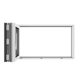 KaMic Versa-Fold 96" x 36" 3 Panels Aluminum Folding Window in White, Folded Out from Right to Left Model #: FW3PWH9636-RL