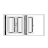 KaMic Versa-Fold 96" x 42" 3 Panels Aluminum Folding Window in White, Folded Out from Left to Right Model #: FW3PWH9642-LR