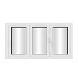 KaMic Versa-Fold 96" x 48" 3 Panels Aluminum Folding Window in White, Folded Out from Right to Left Model #: FW3PWH9648-RL