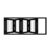 KaMic Versa-Fold 72" x 48" 4 Panels Aluminum Folding Window in Black, Folded Out from Left to Right Model #: FW4PBK7248-LR