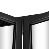 KaMic Versa-Fold 72" x 48" 4 Panels Aluminum Folding Window in Black, Folded Out from Left to Right Model #: FW4PBK7248-LR