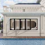 KaMic Versa-Fold 72" x 48" 4 Panels Aluminum Folding Window in Black, Folded Out from Right to Left Model #: FW4PBK7248-RL