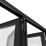 KaMic Versa-Fold 96" x 36" 4 Panels Aluminum Folding Window in Black, Folded Out from Dual Open Model #: FW4PBK9636-DO