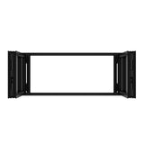 KaMic Versa-Fold 96" x 36" 4 Panels Aluminum Folding Window in Black, Folded Out from Dual Open Model #: FW4PBK9636-DO