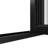 KaMic Versa-Fold 96" x 36" 4 Panels Aluminum Folding Window in Black, Folded Out from Left to Right Model #: FW4PBK9636-LR
