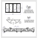 KaMic Versa-Fold 96" x 42" 4 Panels Aluminum Folding Window in Black, Folded Out from Dual Open Model #: FW4PBK9642-DO