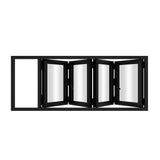 KaMic Versa-Fold 96" x 42" 4 Panels Aluminum Folding Window in Black, Folded Out from Right to Left Model #: FW4PBK9642-RL