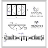KaMic Versa-Fold 96" x 48" 4 Panels Aluminum Folding Window in Black, Folded Out from Dual Open Model #: FW4PBK9648-DO
