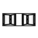 KaMic Versa-Fold 96" x 48" 4 Panels Aluminum Folding Window in Black, Folded Out from Dual Open Model #: FW4PBK9648-DO