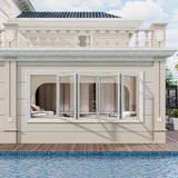 KaMic Versa-Fold 72" x 36" 4 Panels Aluminum Folding Window in White, Folded Out from Left to Right Model #: FW4PWH7236-LR