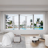 KaMic Versa-Fold 72" x 36" 4 Panels Aluminum Folding Window in White, Folded Out from Left to Right Model #: FW4PWH7236-LR