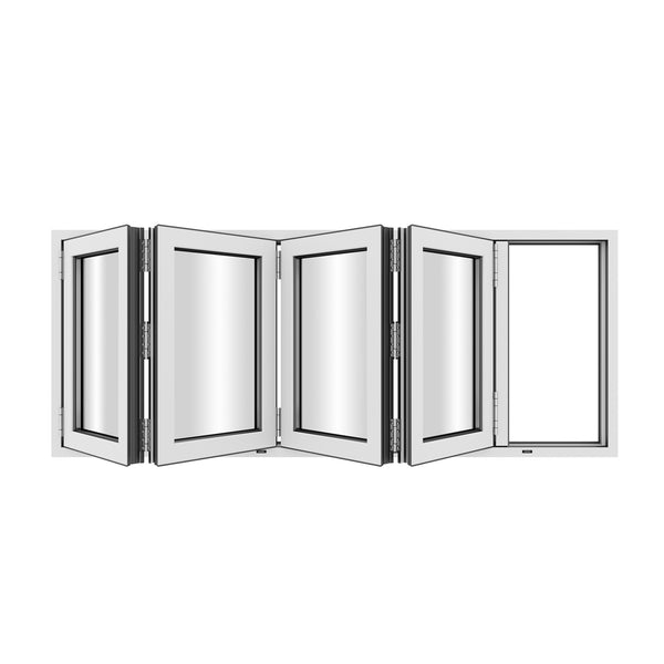 KaMic Versa-Fold 72" x 36" 4 Panels Aluminum Folding Window in White, Folded Out from Right to Left Model #: FW4PWH7236-RL