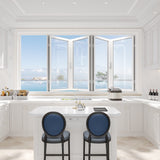 KaMic Elite-Fold 72" x 36" 4-Panel Aluminum Folding Window in Sleek White with Hidden Hinges & Rollers, Right-to-Left Outward Folding Design - Model # SE-FW4PWH7236-RL
