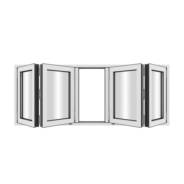 KaMic Versa-Fold 72" x 42" 4 Panels Aluminum Folding Window in White, Folded Out from Dual Open Model #: FW4PWH7242-DO