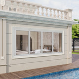 KaMic Versa-Fold 72" x 42" 4 Panels Aluminum Folding Window in White, Folded Out from Left to Right Model #: FW4PWH7242-LR