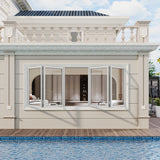 KaMic Versa-Fold 72" x 48" 4 Panels Aluminum Folding Window in White, Folded Out from Dual Open Model #: FW4PWH7248-DO