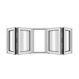 KaMic Versa-Fold 96" x 36" 4 Panels Aluminum Folding Window in White, Folded Out from Dual Open Model #: FW4PWH9636-DO