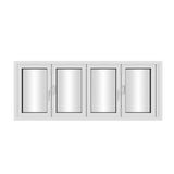 KaMic Versa-Fold 96" x 42" 4 Panels Aluminum Folding Window in White, Folded Out from Left to Right Model #: FW4PWH9642-LR