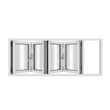 KaMic Versa-Fold 96" x 42" 4 Panels Aluminum Folding Window in White, Folded Out from Left to Right Model #: FW4PWH9642-LR