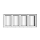 KaMic Versa-Fold 96" x 42" 4 Panels Aluminum Folding Window in White, Folded Out from Right to Left Model #: FW4PWH9642-RL