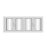 KaMic Versa-Fold 96" x 42" 4 Panels Aluminum Folding Window in White, Folded Out from Right to Left Model #: FW4PWH9642-RL