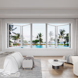 KaMic Versa-Fold 96" x 48" 4 Panels Aluminum Folding Window in White, Folded Out from Dual Open Model #: FW4PWH9648-DO