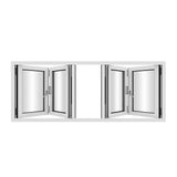 KaMic Versa-Fold 96" x 48" 4 Panels Aluminum Folding Window in White, Folded Out from Dual Open Model #: FW4PWH9648-DO