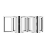 KaMic Versa-Fold 96" x 48" 4 Panels Aluminum Folding Window in White, Folded Out from Left to Right Model #: FW4PWH9648-LR