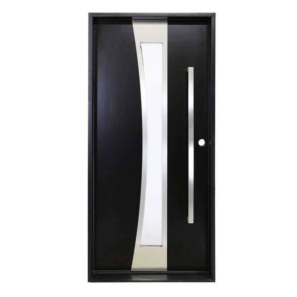 KaMic 36" x 80" Environment Damage Resistant Polyurethane Composite Interior Door Left-Hand Single Door Inward Swing Black - Model #: IDT00LBK3680S-C