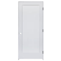 KaMic 32" x 80" Prehung Interior Door White MDF Primed Shaker with Solid Wood Door Frame, Left-Hand Swing-in (5 Pieces)