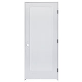 KaMic 32" x 80" Prehung Interior Door White MDF Primed Shaker with Solid Wood Door Frame, Left-Hand Swing-in (5 Pieces)