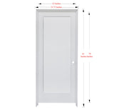 KaMic 32" x 80" Prehung Interior Door White MDF Primed Shaker with Solid Wood Door Frame, Left-Hand Swing-in (5 Pieces)