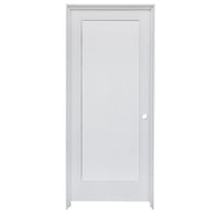 KaMic 32" x 80" Prehung Interior Door White MDF Primed Shaker with Solid Wood Door Frame, Left-Hand Swing-in (5 Pieces)