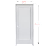 KaMic 24" x 80" Prehung Interior Door White MDF Primed Shaker with Solid Wood Door Frame, Right-Hand Swing-in (5 Pieces)