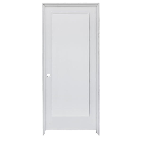 KaMic 24" x 80" Prehung Interior Door White MDF Primed Shaker with Solid Wood Door Frame, Right-Hand Swing-in (5 Pieces)