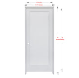 KaMic 36" x 80" Prehung Interior Door White MDF Primed Shaker with Solid Wood Door Frame, Right-Hand Swing-in (5 Pieces)