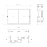 KaMic Vista-Slide 120" x 80" 2-Panel Aluminum Multi-Slide Sliding Doors in Black Model #: SD2P2TBK12080-BSO