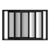 KaMic Vista-Slide 120" x 80" 2-Panel Aluminum Multi-Slide Sliding Doors in Black (w/ Screen) Model #: SD2P3TBK12080-BSO-SW